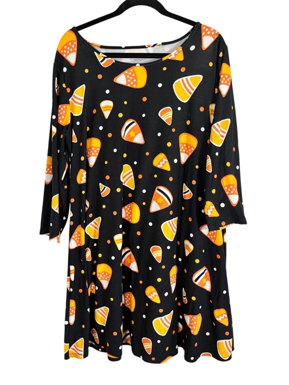 Colorful Fall Candy Corn Swing Dress XL Halloween Festive Holiday Polka Dot Chic
